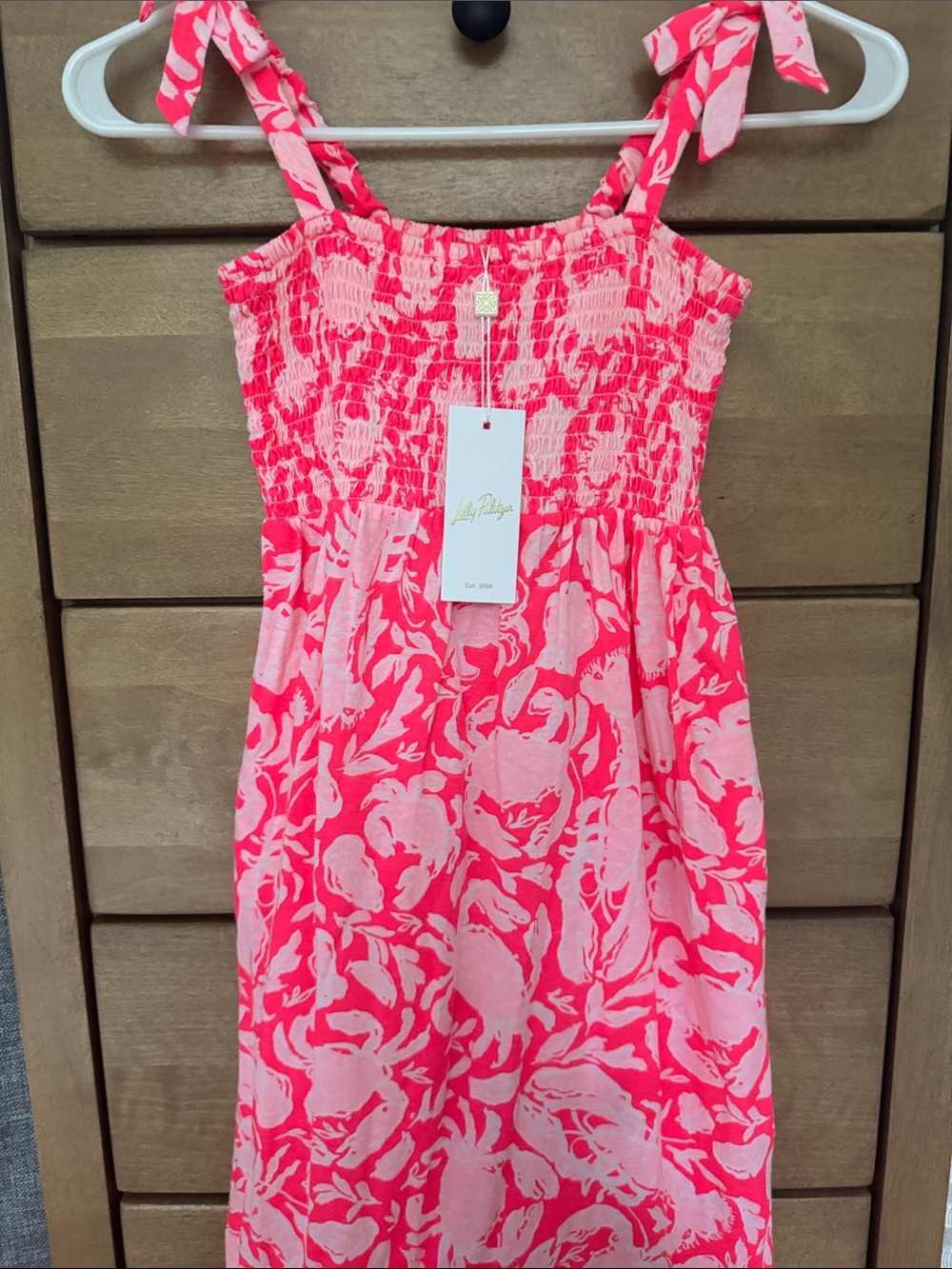 Lilly Pulitzer Girls' Floral Tie-Shoulder Maxi Sundress NWT Size L